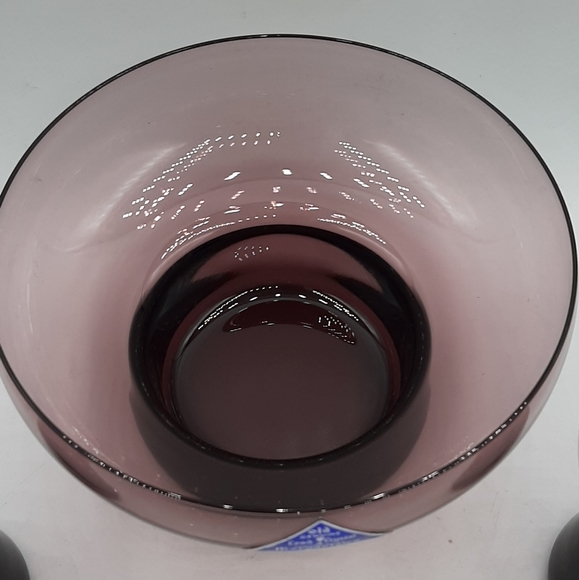 Vintage Morgantown Purple Amethyst Lead Crystal Candle Stick Holders & Vase USA - Picture 5 of 7